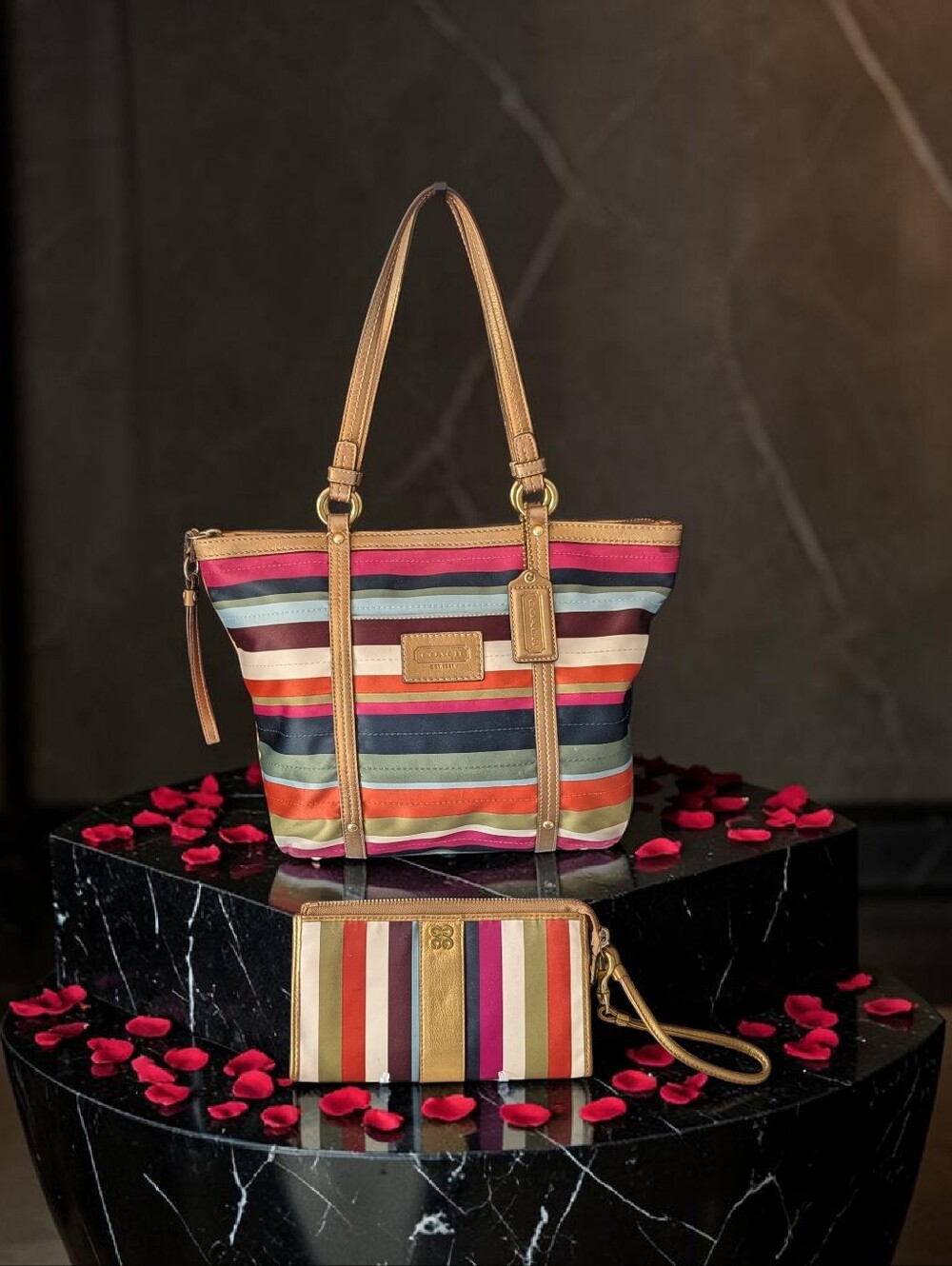 Coach Legacy Satchel with Signature Lining and Matching Wristlet